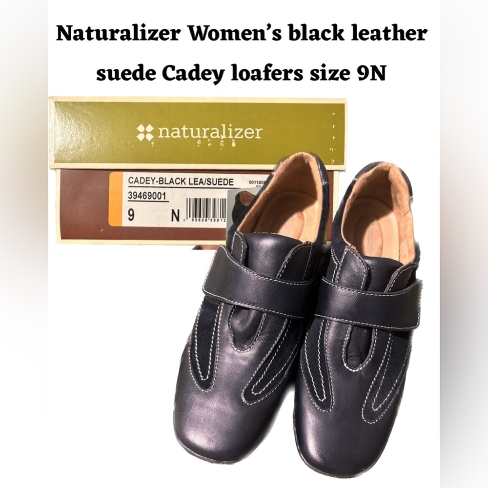 Naturalizer Women’s black leather suede Cadey loafers size 9N